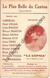 Partition de la chanson : Plus belle du canton (La) Chanson marche . La Gypsia - Cayla Martin,Bousquet F. - Chantenive G.