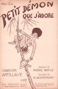 Partition de la chanson : Petit démon que j'adore " Chanson Antillaise " Chanson Coloniale et Exotique