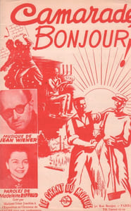 Partition de la chanson : Camarade , Bonjour ! " Camarade, Bonjour ! " Cette chanson a été crée par Madame Irène Joachim à l'Exposition en l'honneur de Staline pour son anniversaire. Les paroles sont de Madeleine Riffaud née le 23 Aout 1924, décédée le 06 Novembre 2024 , est une résistante, correspondante de guerre, militante politique, journaliste, écrivaine, poétesse et traductrice; a travaillé pour l'Humanité; Parti politique communiste français .    &nbsp;       