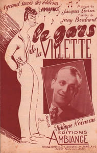 Partition de la chanson : Gars de la Villette ( Le ) / Valse à Marius Partition deux titres, tous les 2 sur la Villette       