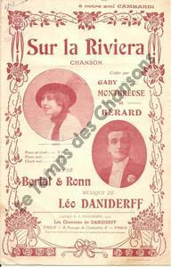 Partition de la chanson : Sur la riviera . Montbreuse Gaby - Daniderff Léo - Bertal,Ronn Emile