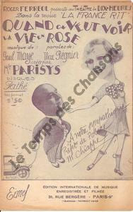 Partition de la chanson : Quand on veut voir la vie en rose France rit (La) Chansonnette Théâtre de Dix Heures