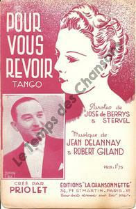 Partition de la chanson : Pour vous revoir