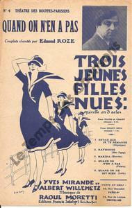 Partition de la chanson : Quand on n'en a pas Trois jeunes filles nues Théâtre des Bouffes Parisiens