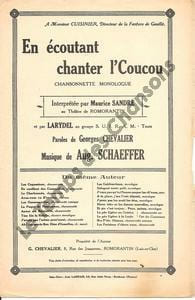 Partition de la chanson : En écoutant chanter l'coucou Chansonnette monologue Théâtre de Romorantin