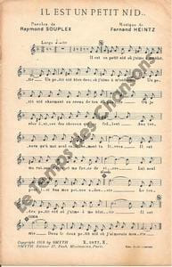 Partition de la chanson : Il est un petit nid