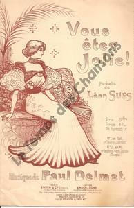 Partition de la chanson : Vous êtes jolie ! Edition originale de cette partition chant, illustrée par Lucien Métivet ( peintre, affichiste, illustrateur ) Poésie