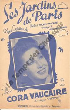 Partition de la chanson : Jardins de Paris (Les) . Vaucaire Cora - Philippe-Gérard M. - Vaucaire Michel