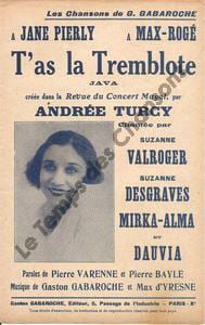 Partition de la chanson : T'as la tremblote Concert Mayol