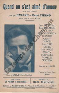 Partition de la chanson : Quand on s'est aimé d'amour . Valiès - Mercier René - Varna Henri,Pothier Charles L.