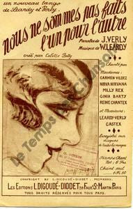 Partition de la chanson : Nous ne sommes pas faits l'un pour l'autre Exemplaire bleu . Betty Colette - Leardy Willy - Verly Jacques