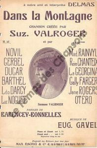 Partition de la chanson : Dans la montagne . Valroger Suzanne - Gavel Eugène - Barencey,Bonnelles