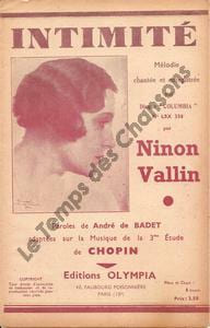 Partition de la chanson : Intimité