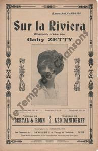 Partition de la chanson : Sur la Riviera . Zetty Gaby - Daniderff Léo - Bertal,Ronn Emile