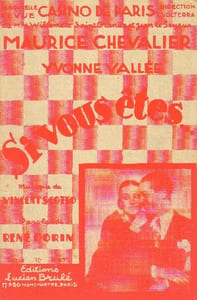 Partition de la chanson : Si vous êtes ... Infime déchirure en marge Chanson duo Casino de Paris