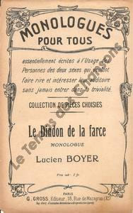 Partition de la chanson : Dindon de la farce (Le) Monologue . - - Boyer Lucien