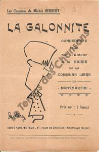 Partition de la chanson : Galonnite (La) ou de l'influence des galons sur les adultes Monologue Commune Libre de Montmartre