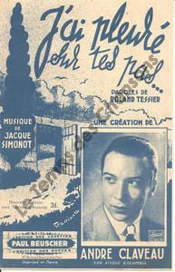 Partition de la chanson : J'ai pleuré sur tes pas ...
