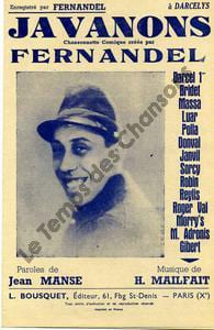 Partition de la chanson : Javanons       Chanson comique . Fernandel - Mailfait Henry - Manse Jean