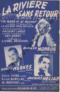 Partition de la chanson : Rivière sans retour (La) ( The river of no return ) Avec Marilyn Monroe en couverture Rivière sans retour (La) ( The river of no return )