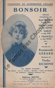 Partition de la chanson : Bonsoir ... Poésie . Caire Reda,Francell Jacqueline,Meller Raquel,Gérard Rosemonde,Garat Y. - Richepin Tiarko - Gérard ...