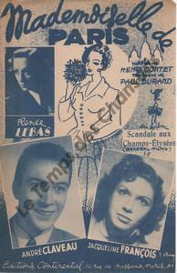 Partition de la chanson : Mademoiselle de Paris Scandale aux Champs-Elysées . Claveau André,Lebas Renée,François Jacqueline - Durand Paul - ...