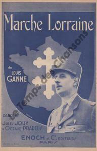 Partition de la chanson : Marche Lorraine Général Charles de Gaulle Chant National