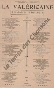 Partition de la chanson : Valéricaine (La) Calvacade du quatorze Avril dix neuf cent douze
