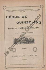 Partition de la chanson : Héros de quinze ans        