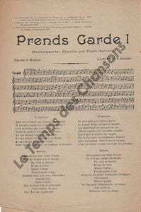 Partition de la chanson : Prends garde !