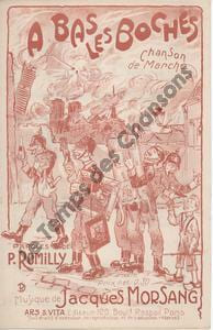 Partition de la chanson : A bas les boches ! Chanson marche