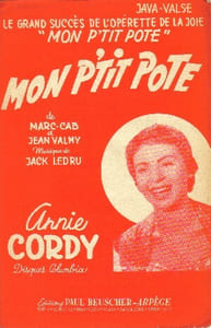 Partition de la chanson : Mon p'tit pote Mon p'tit pote