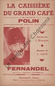 Partition de la chanson : Caissière du grand café (la) La belle caissière Vedettes et Ritournelles