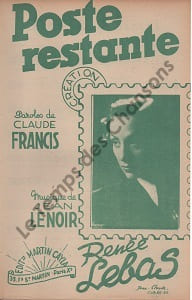 Partition de la chanson : Poste restante