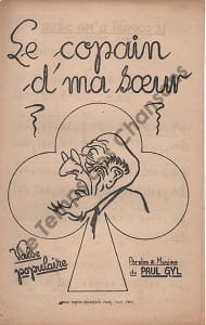 Partition de la chanson : Copain de ma soeur (Le)       Chansonnette 