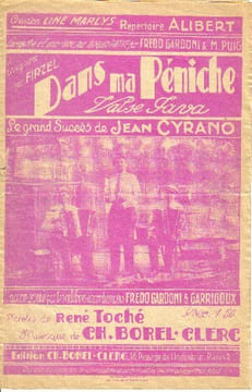 Partition de la chanson : Dans ma péniche        . Alibert,Cyrano Jean - Borel-Clerc Ch. - Toché René