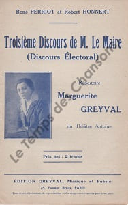 Partition de la chanson : Troisième discours de M. Le Maire Discours électoral Monologue comique