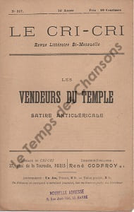 Partition de la chanson : Vendeurs du temple (Les) Satire Anticléricale, hommage à la Fédération Française de la Libre-Pensée Satyre