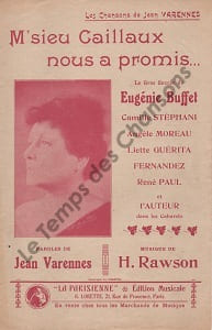 Partition de la chanson : M'sieu Caillaux nous a promis ... Chansonnette sur " l'assainissement des finances " par Joseph Caillaux Ministre des finances Chanson d'actualité