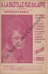 Partition de la chanson : A la Bastille rue de Lappe Nombreuses rousseurs