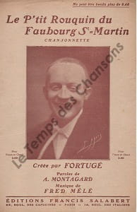 Partition de la chanson : P'tit rouquin du Faubourg Saint Martin (Le) Chansonnette