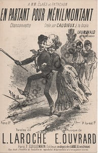 Partition de la chanson : En partant pour Ménilmontant Chansonnette Scala,Théâtre des Ambassadeurs