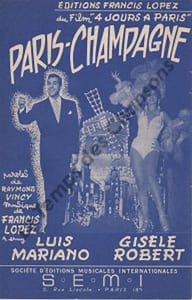 Partition de la chanson : Paris Champagne Quatre jours à Paris