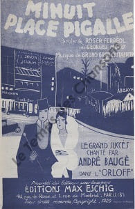Partition de la chanson : Minuit Place Pigalle