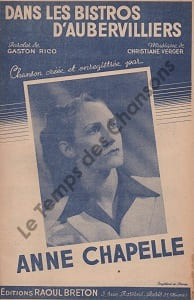 Partition de la chanson : Dans les bistros d'Aubervilliers        