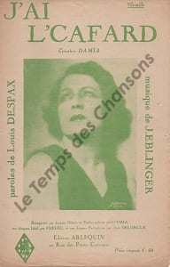 Partition de la chanson : J'ai l'cafard ... Adhésif tranche intérieur