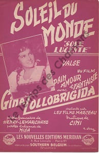 Partition de la chanson : Soleil du monde Sole lucente Pain, amour et fantaisie