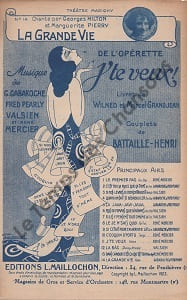 Partition de la chanson : Grande vie (La) J'te veux Marigny