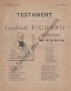 Partition de la chanson : Testament du Cardinal Richard Archevêque de Paris       .  -  - Bertrand