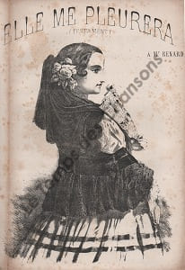 Partition de la chanson : Elle me pleurera  Testament   Adhésif interieur  Poésie 